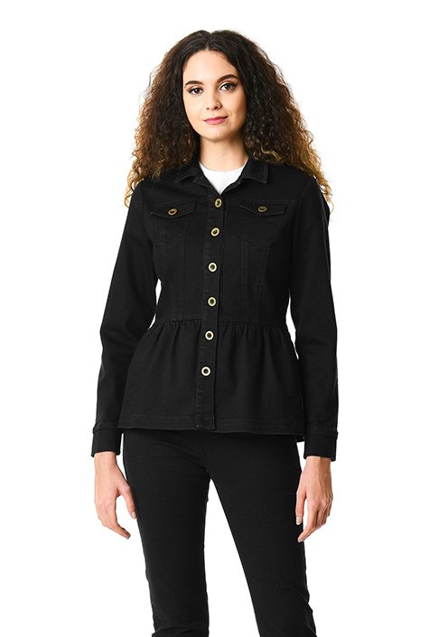 Black denim 2025 peplum jacket