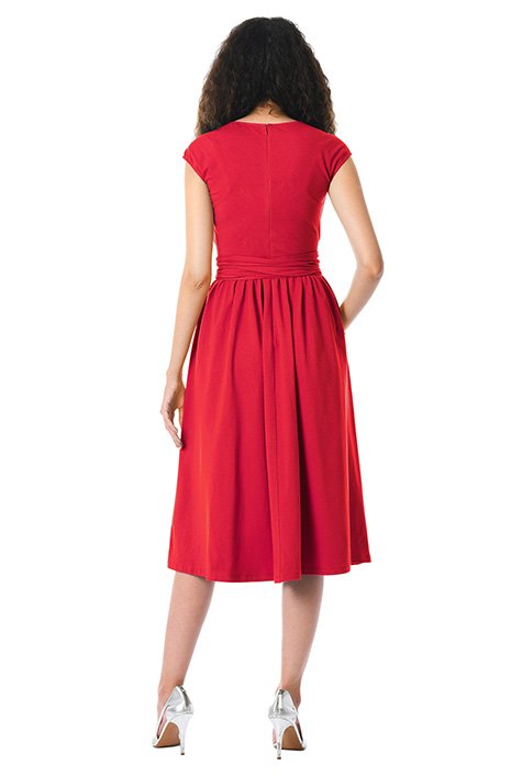 Shop Cotton knit pleated obi belt dress | eShakti