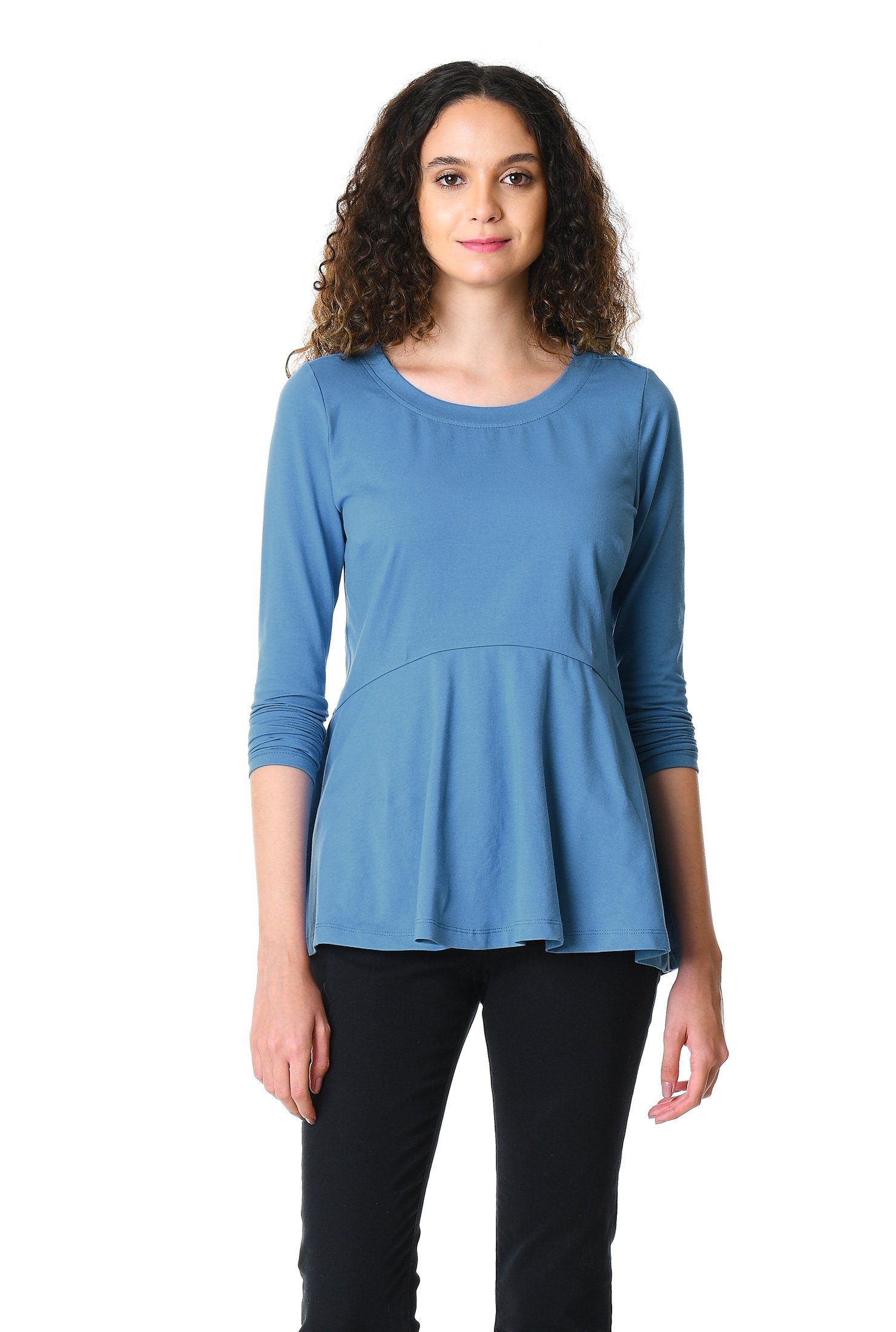 Shop Cotton knit peplum top | eShakti