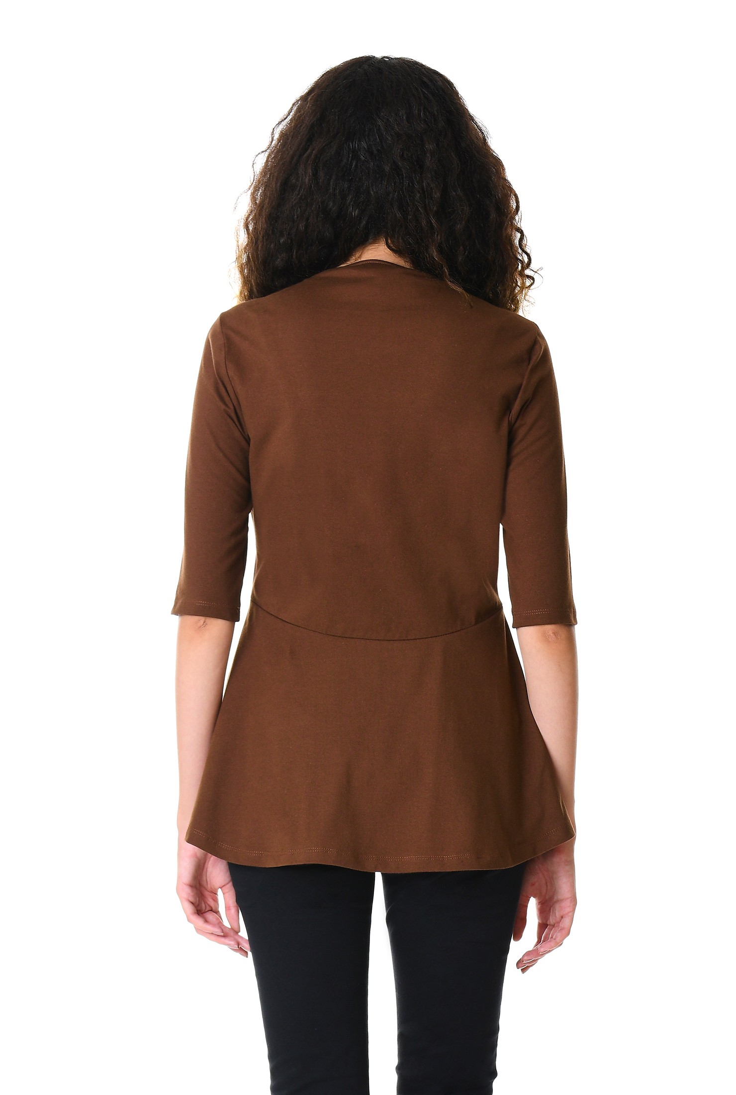 Shop Cotton knit peplum top eShakti