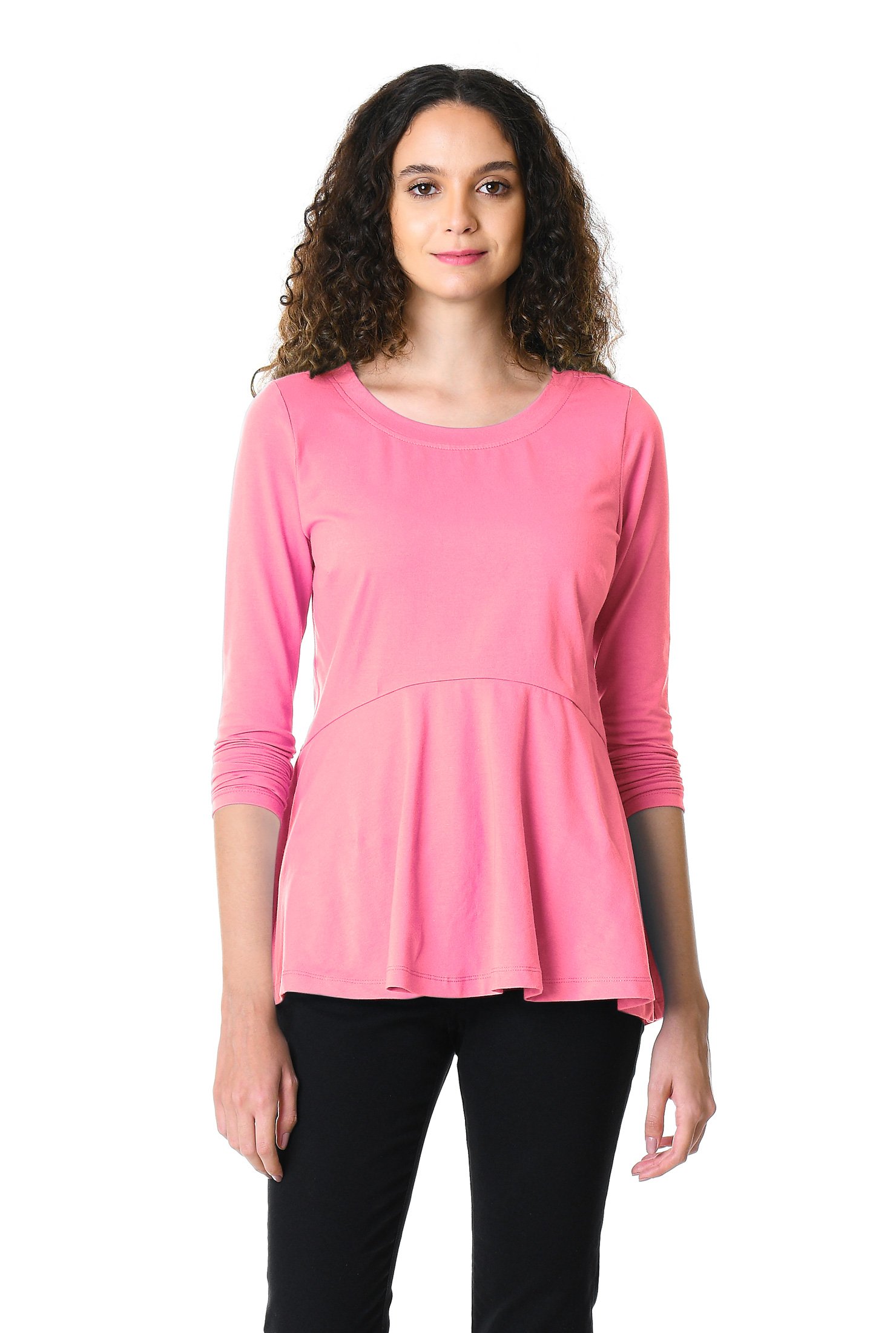 Shop Cotton knit peplum top eShakti