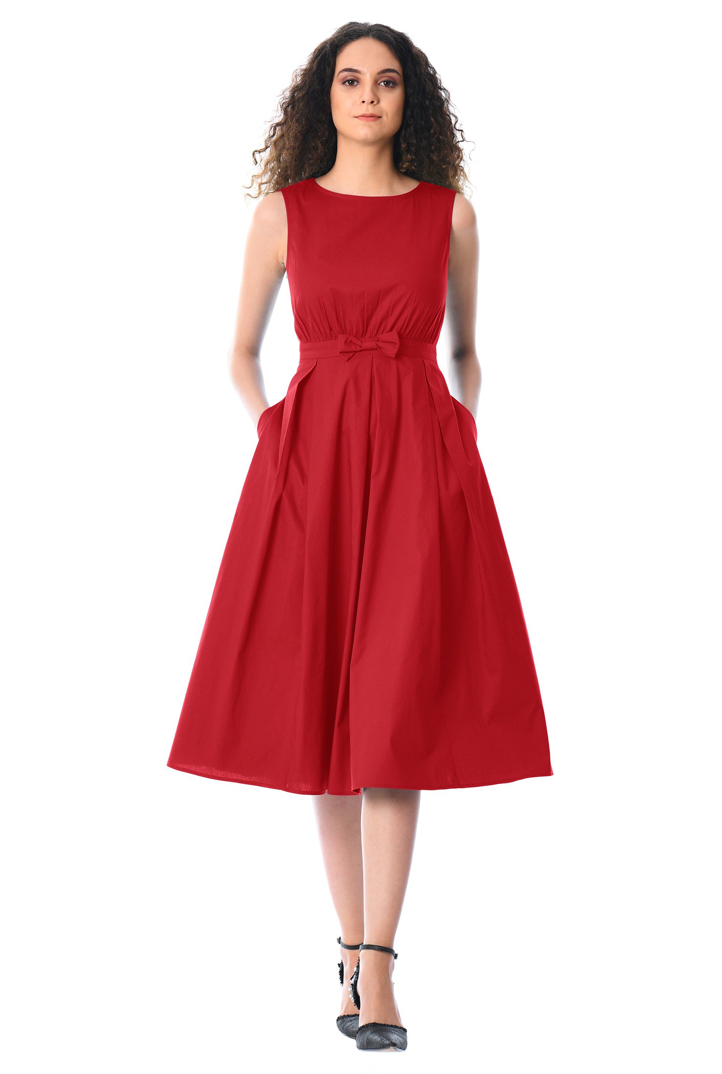 Shop Bow tie empire poplin dress | eShakti