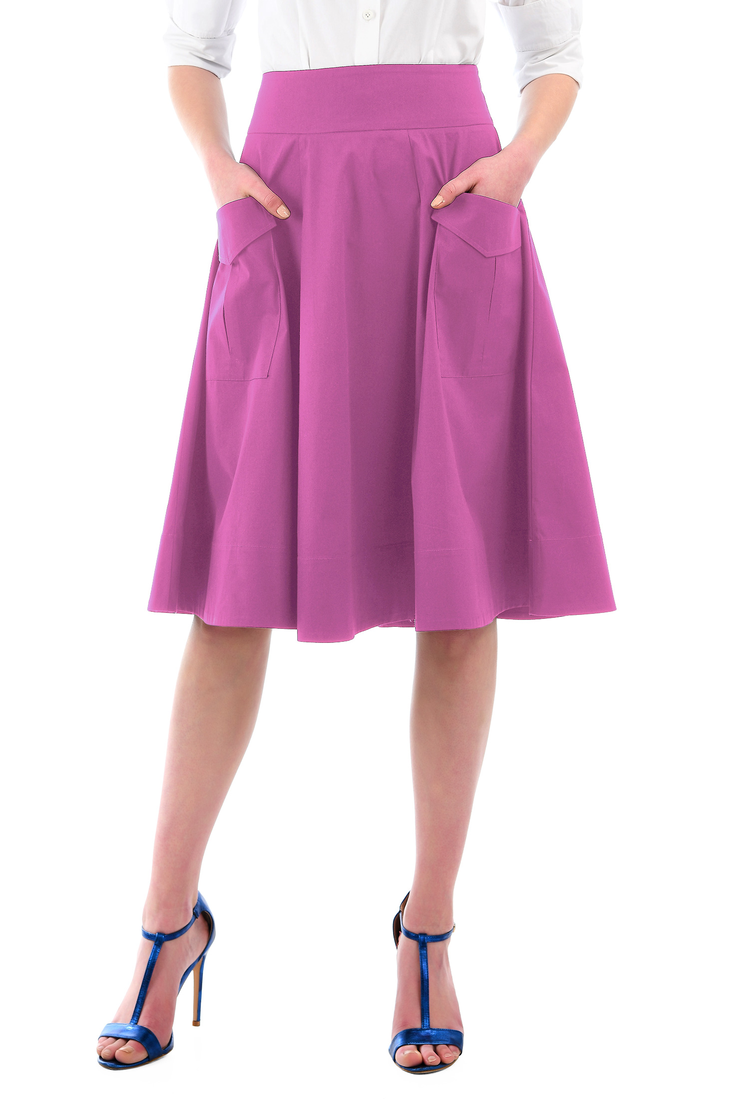 Shop Cargo pocket cotton poplin skirt eShakti