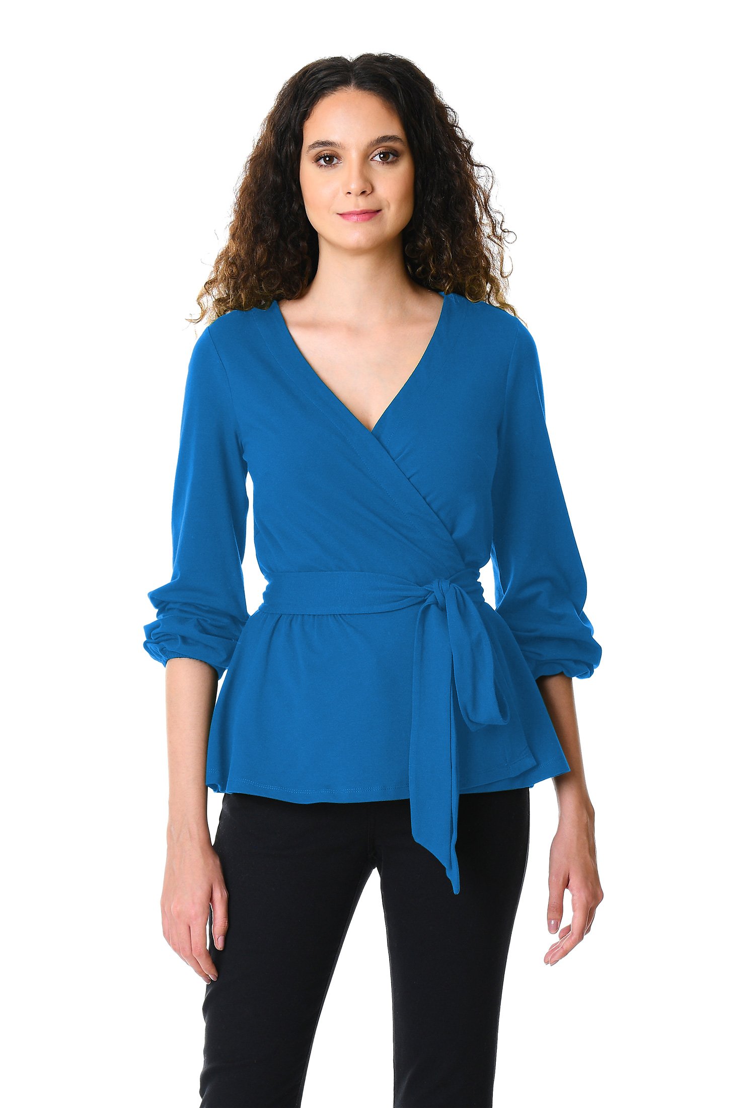 Shop Cotton knit wrap top | eShakti