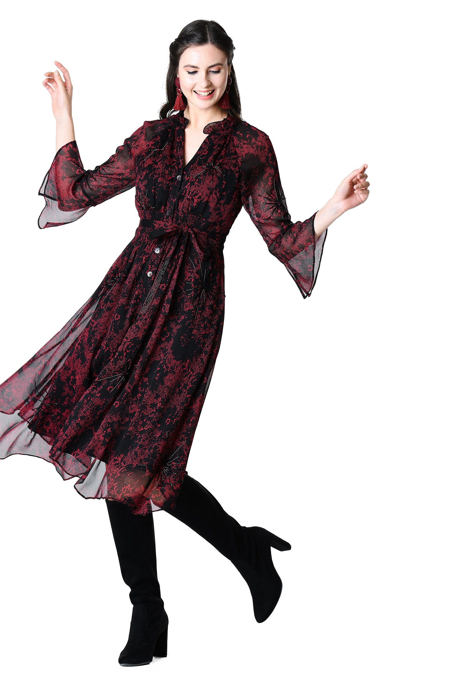 handkerchief printed shirtdress