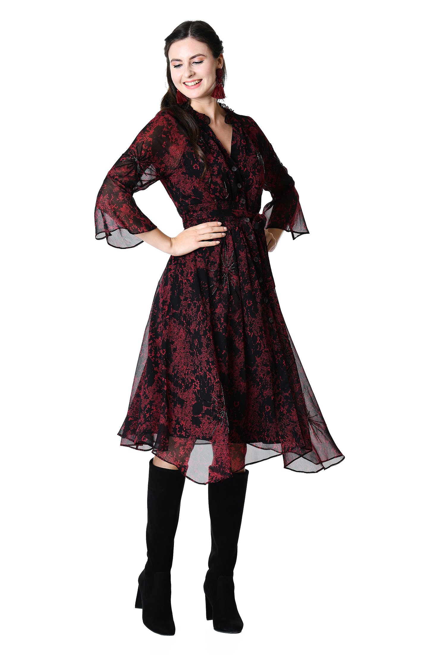 handkerchief printed shirtdress