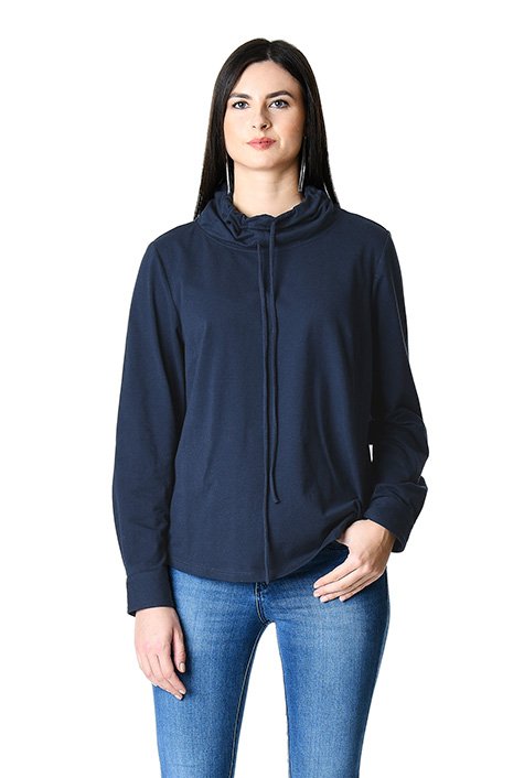 Drawstring cowl neck sweatshirt hotsell