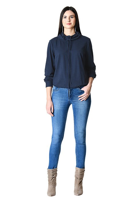 Drawstring cowl neck online sweatshirt