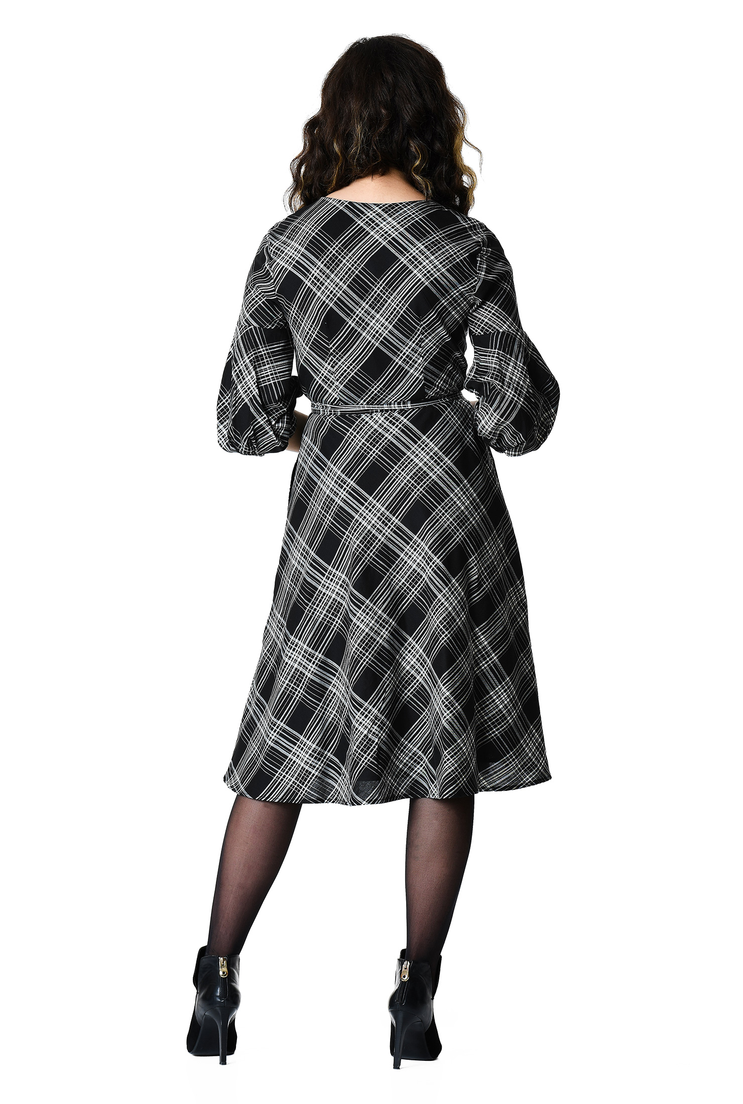 Shop Floral embellished cotton check wrap dress eShakti
