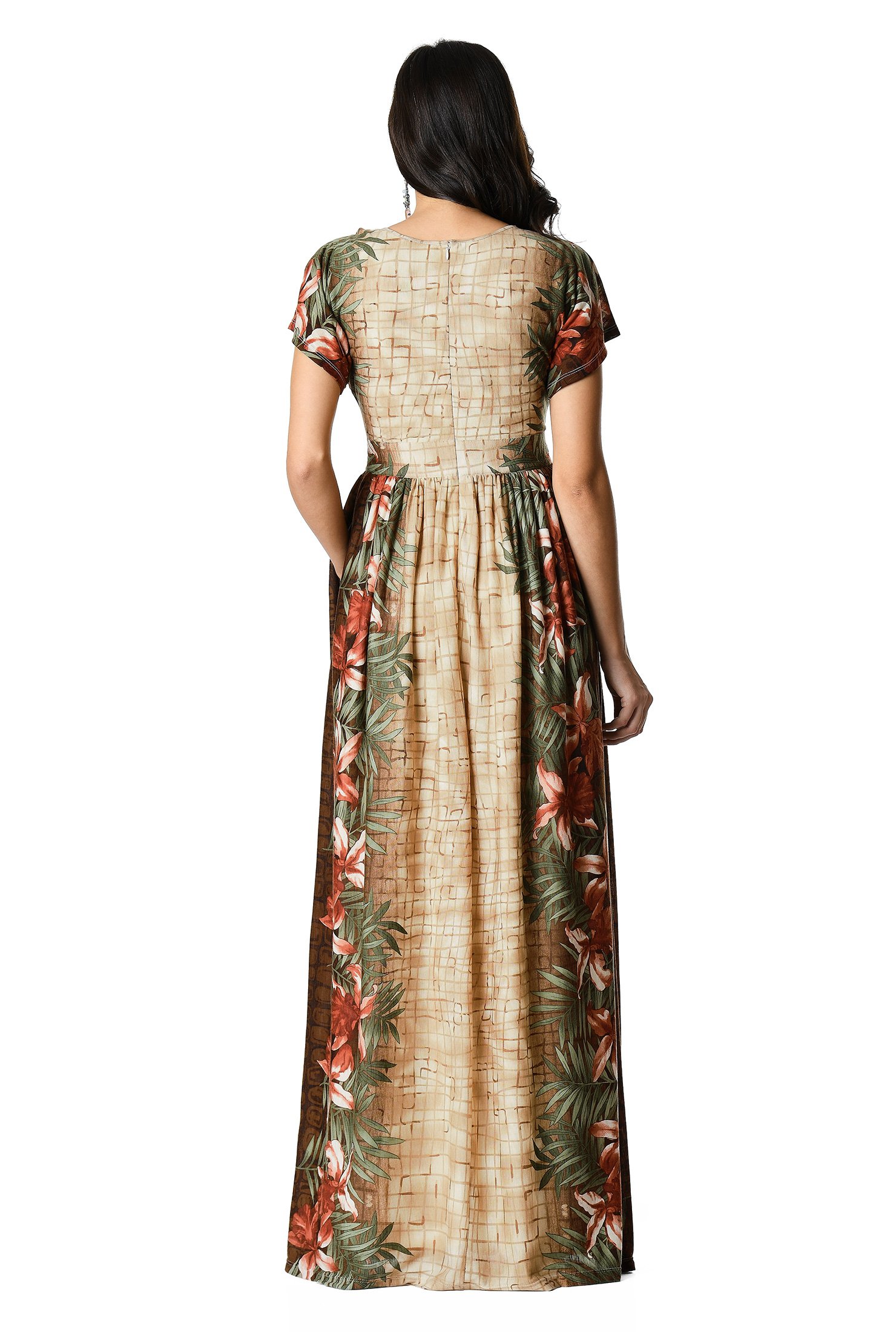 Shop Floral and graphic print knit maxi dress | eShakti