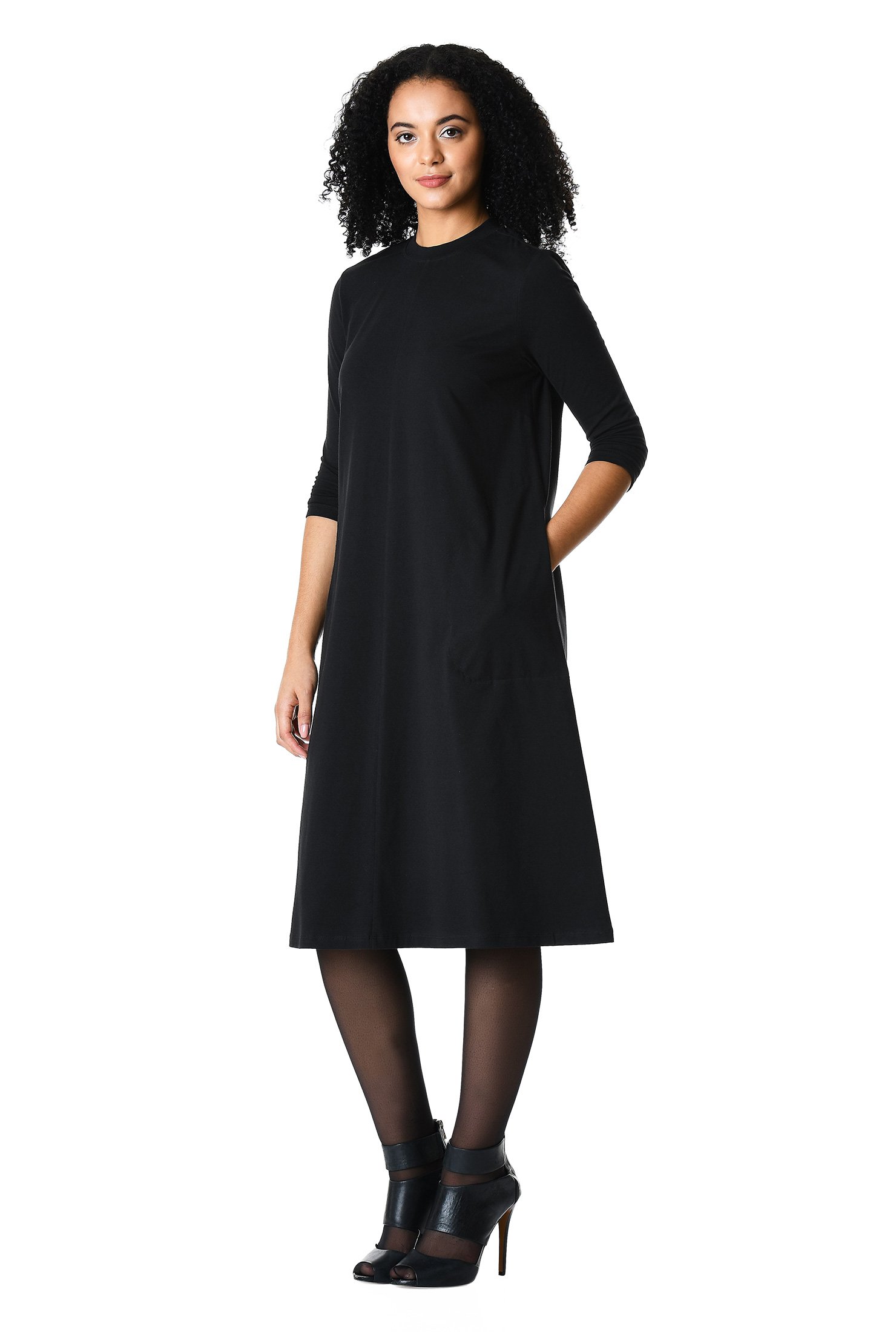 Shop Trapeze hem jersey knit dress eShakti