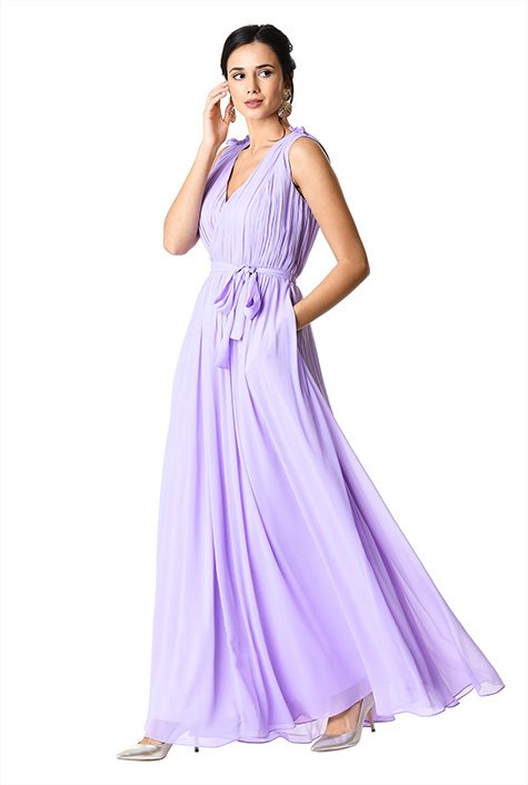 Surplice deals chiffon gown