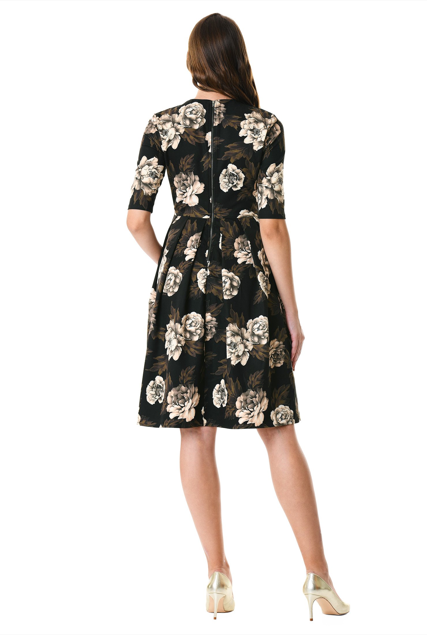 Shop Floral print stretch twill dress | eShakti