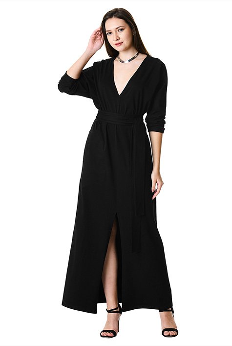 Jersey knit maxi dress with sleeves hotsell