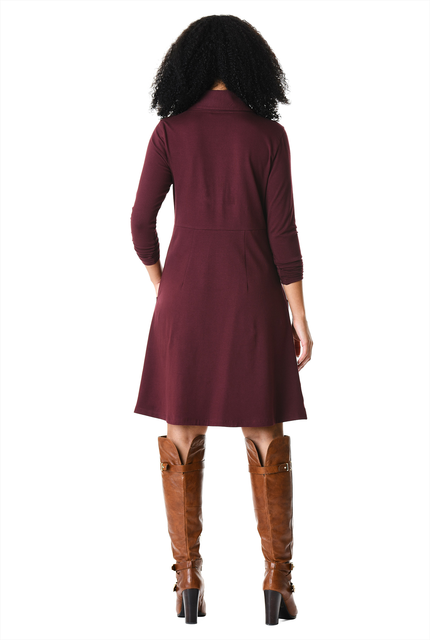 Shop Shawl collar cotton knit shift dress eShakti