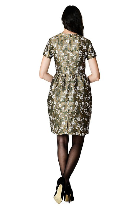 Floral jacquard sheath dress