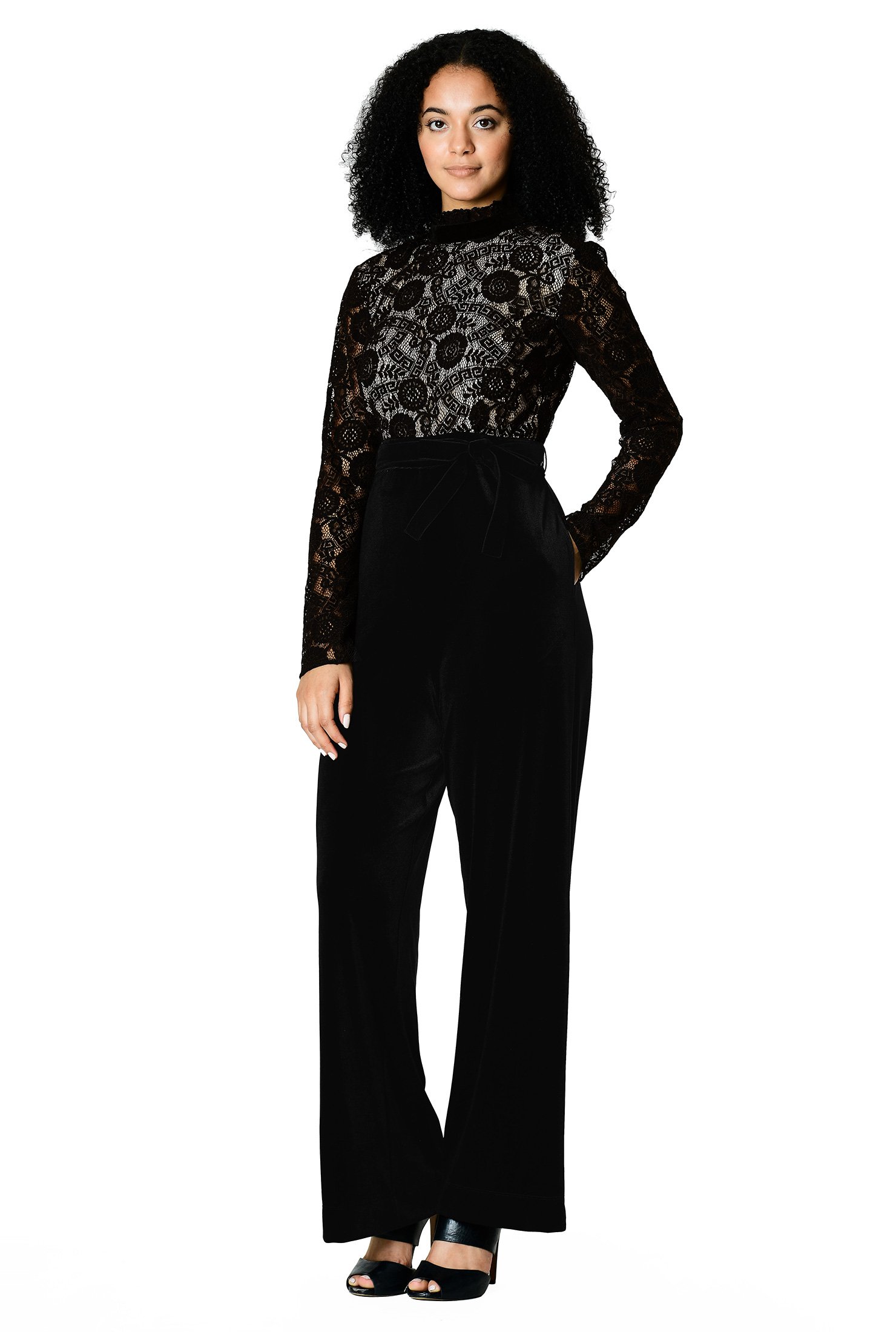 velvet and lace jumpsuit