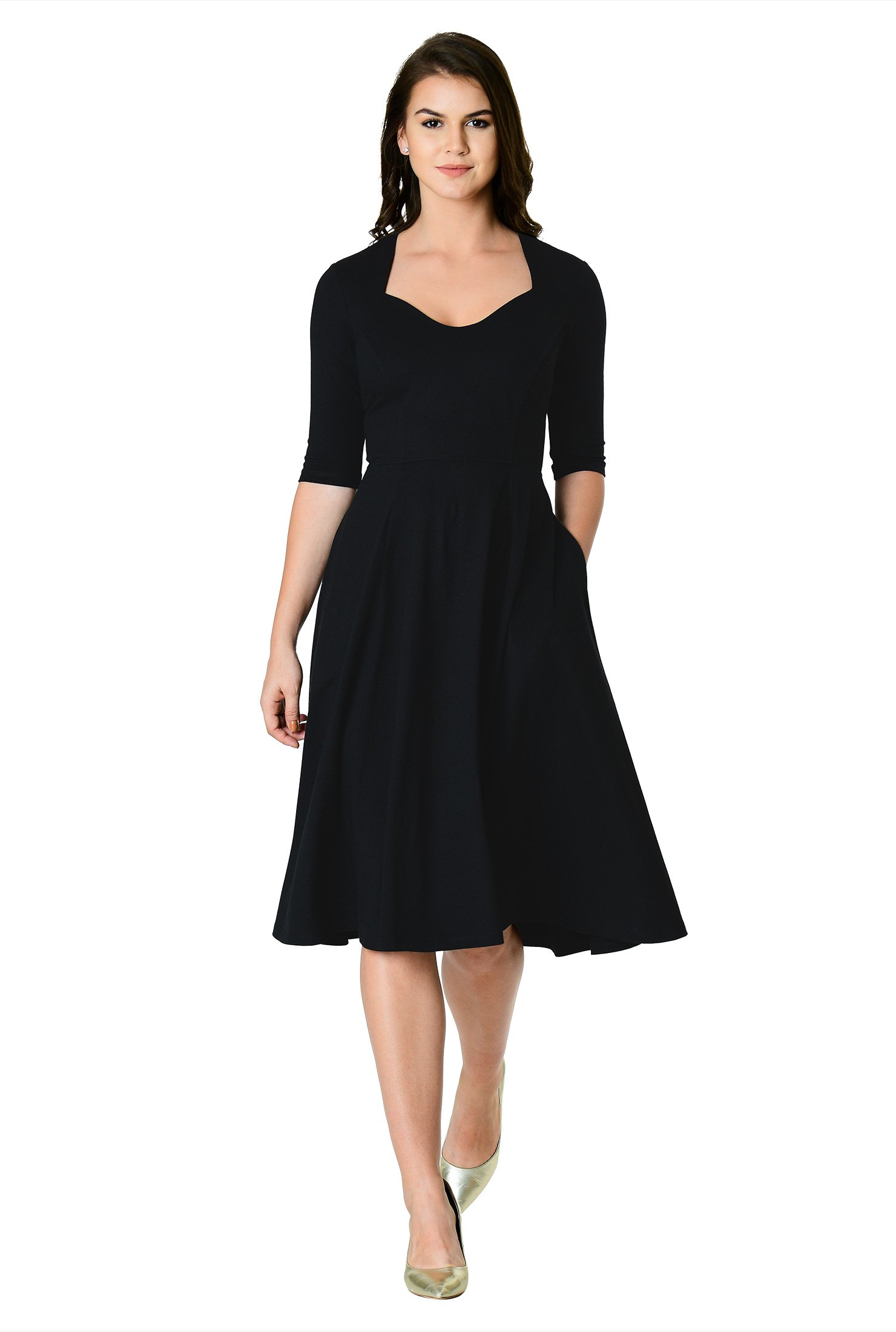 Shop Sweetheart cotton knit fitandflare dress eShakti