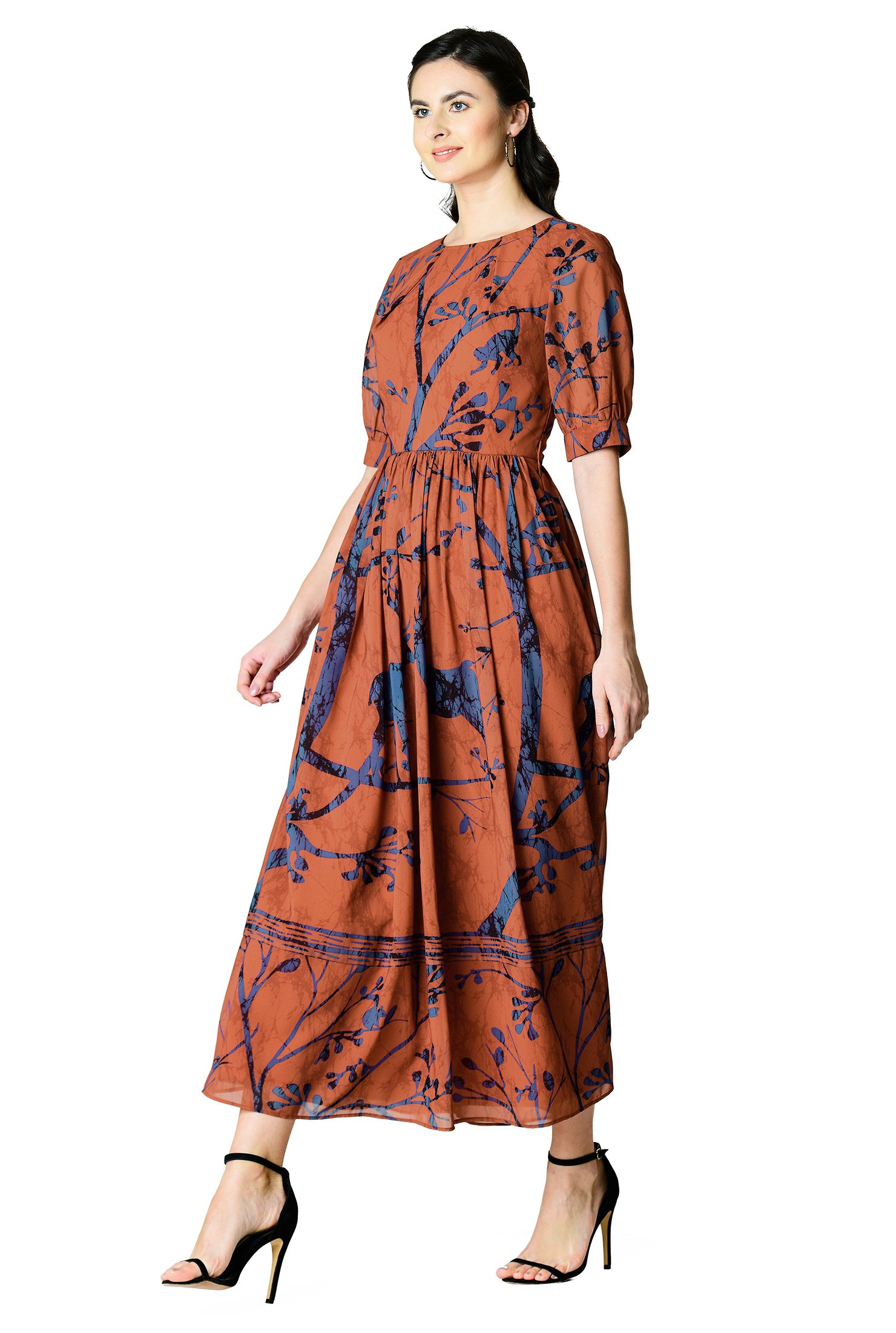 Shop Tie-and-dye print georgette maxi dress | eShakti