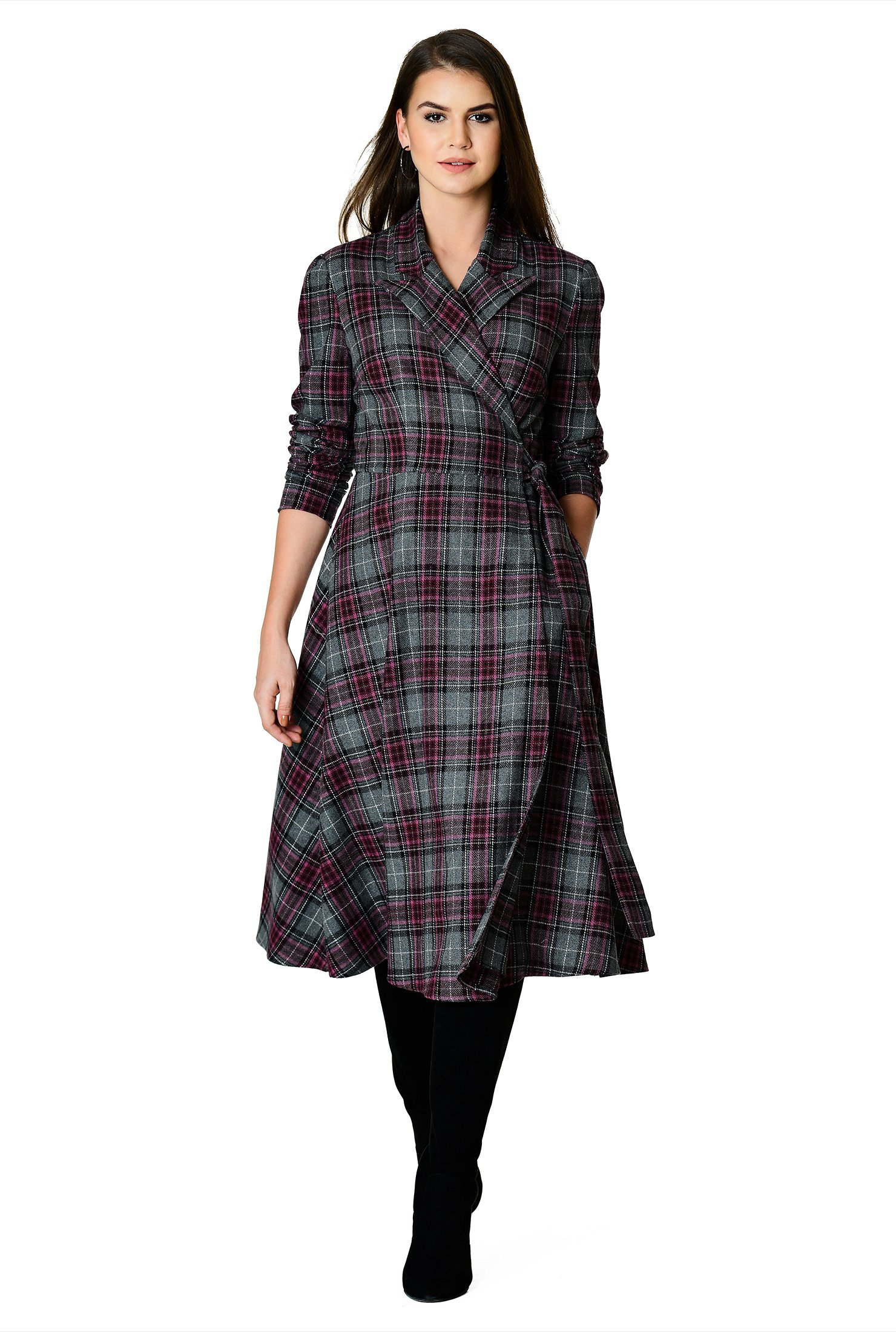 plaid wrap dress