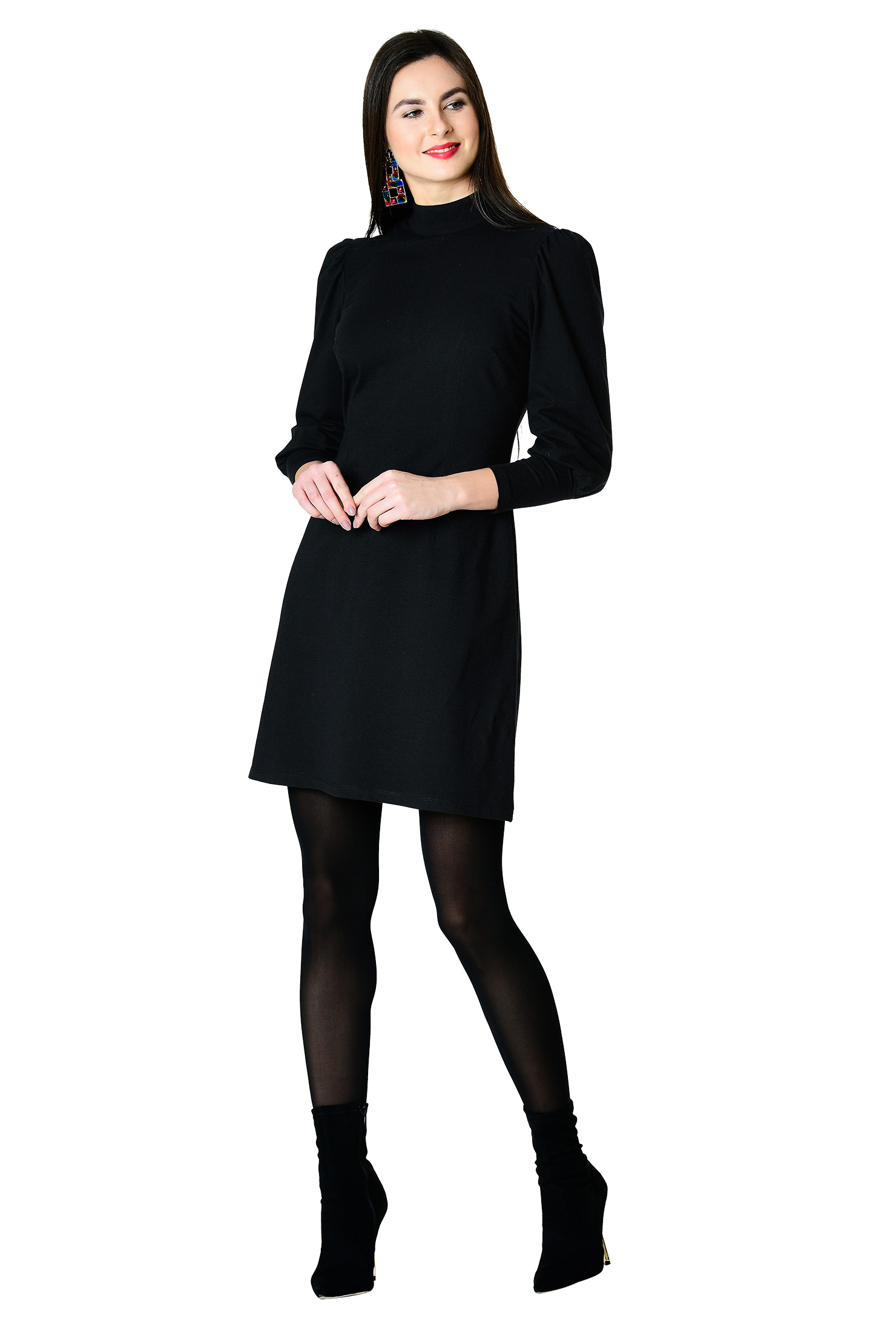 mock neck shift dress