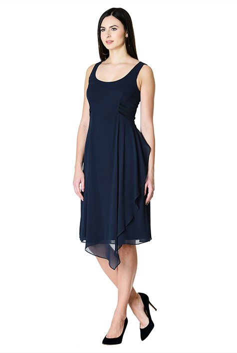 Asymmetric hem chiffon dress hotsell