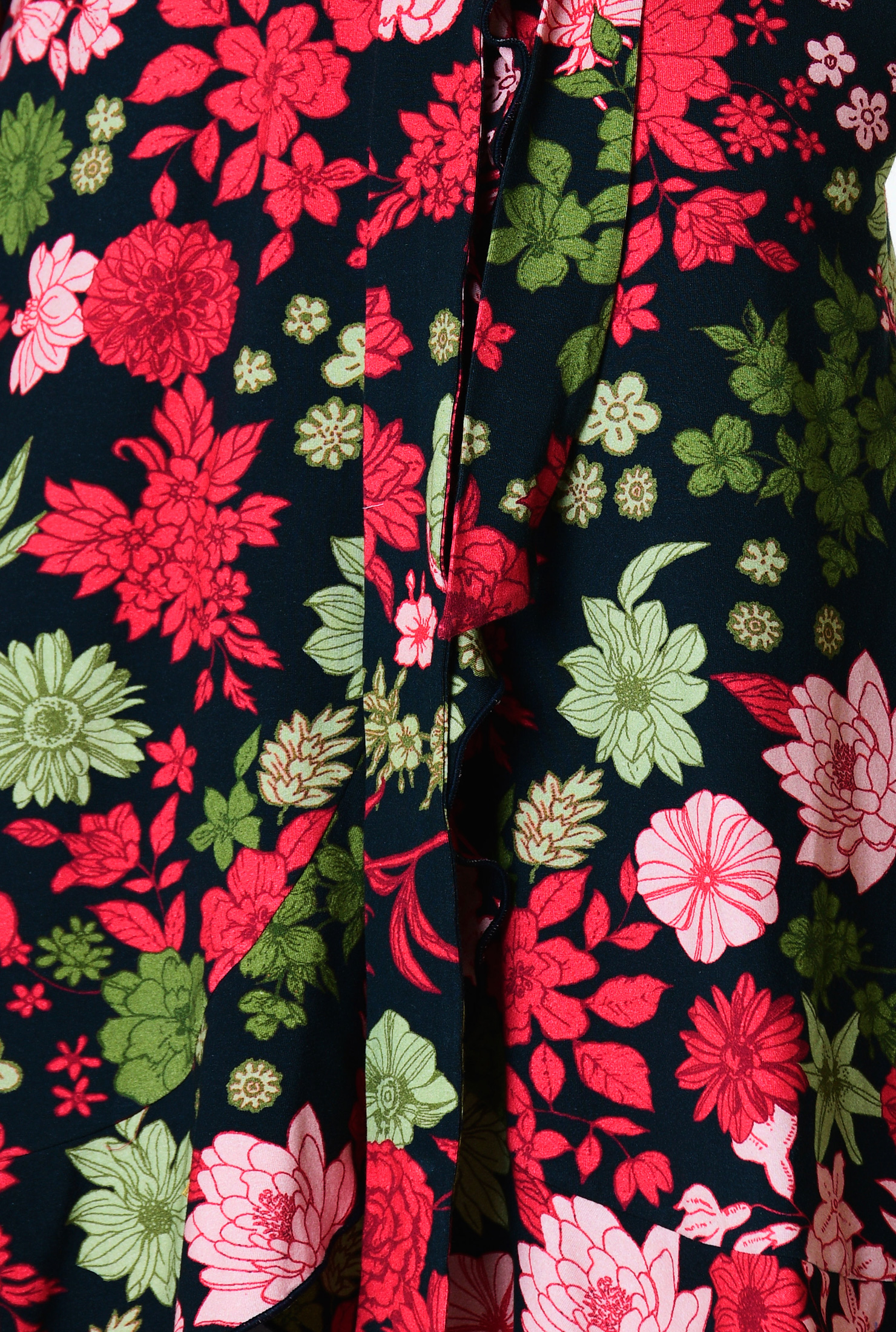 Shop Floral jersey knit flounce hem wrap dress eShakti