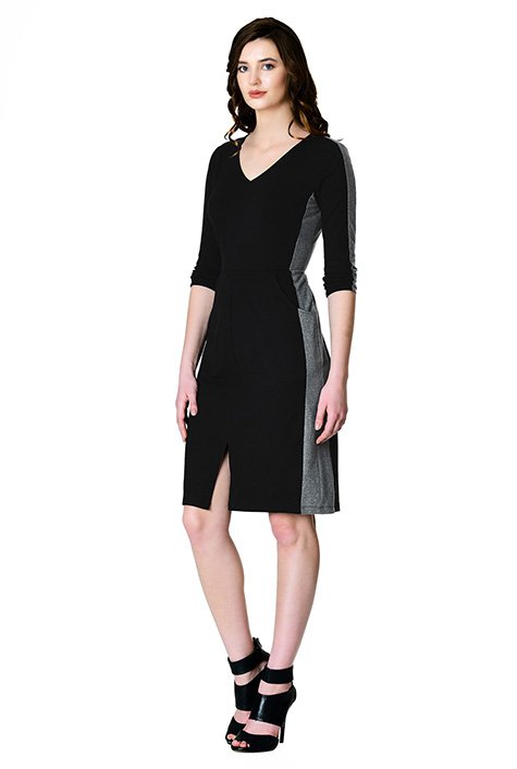 Dress with slimming top side panels