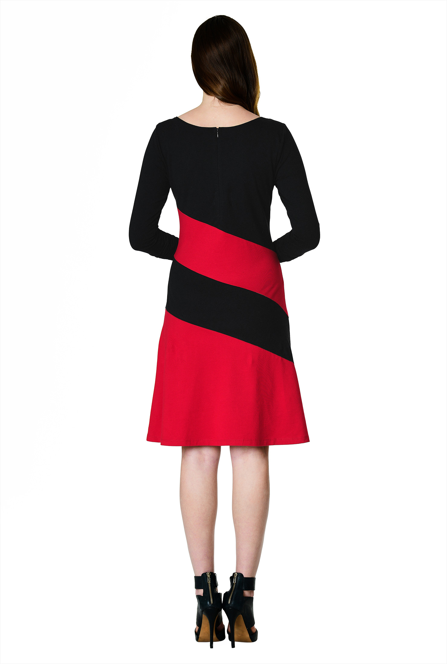 Shop Colorblock cotton knit shift dress eShakti