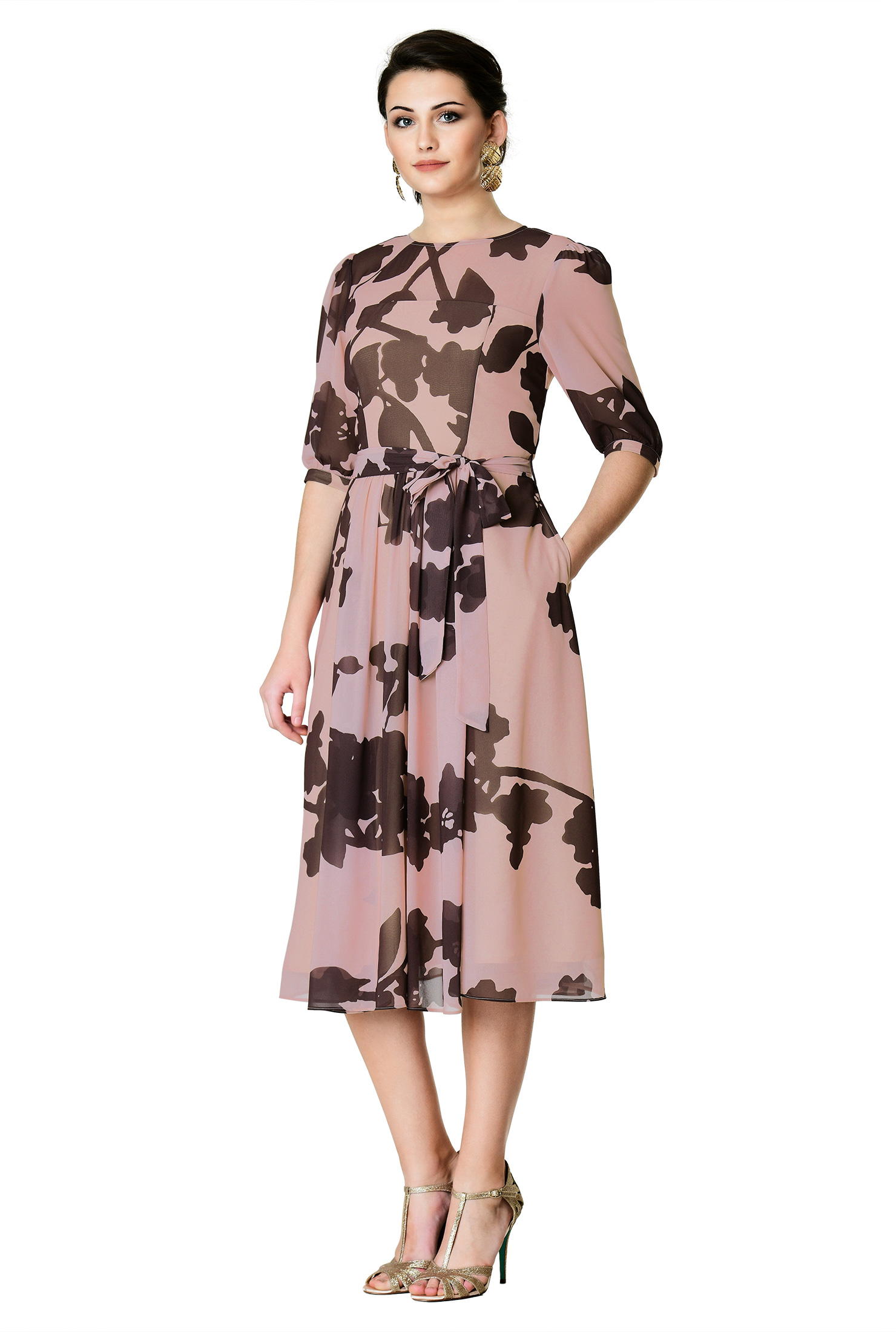 Shop Floral print midi dress eShakti