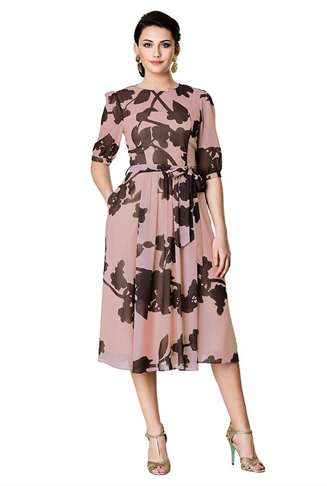 Shop Floral print georgette midi dress | eShakti