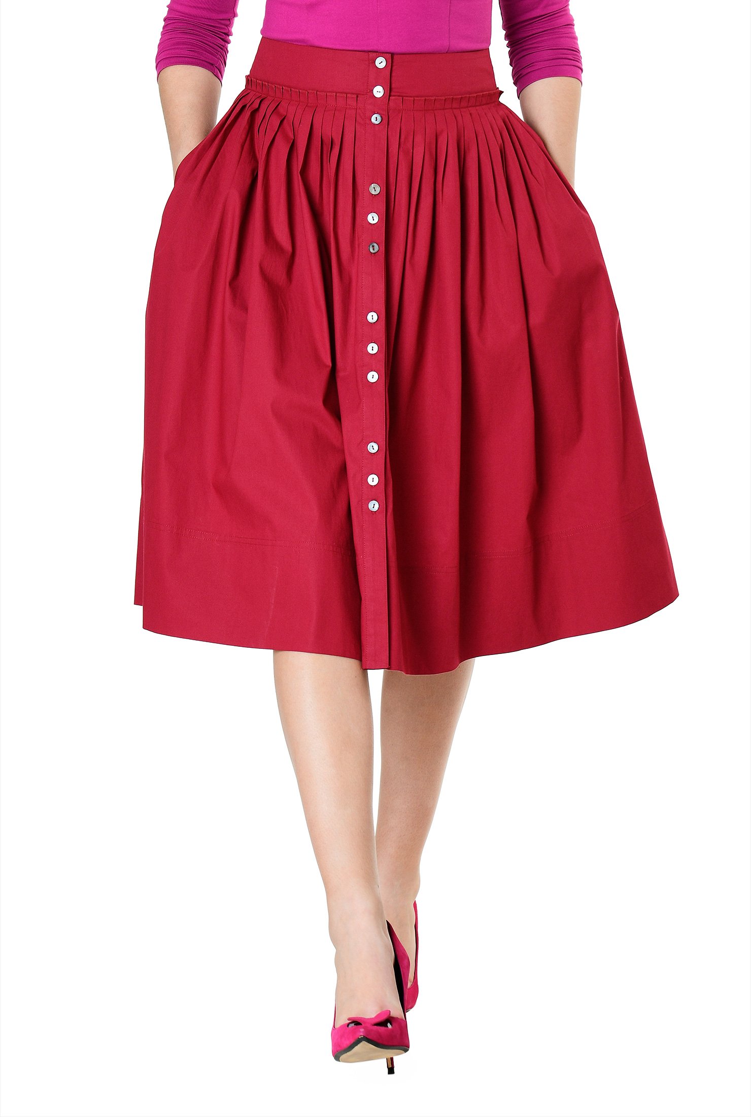 Shop Ruffle frill trim cotton poplin skirt | eShakti