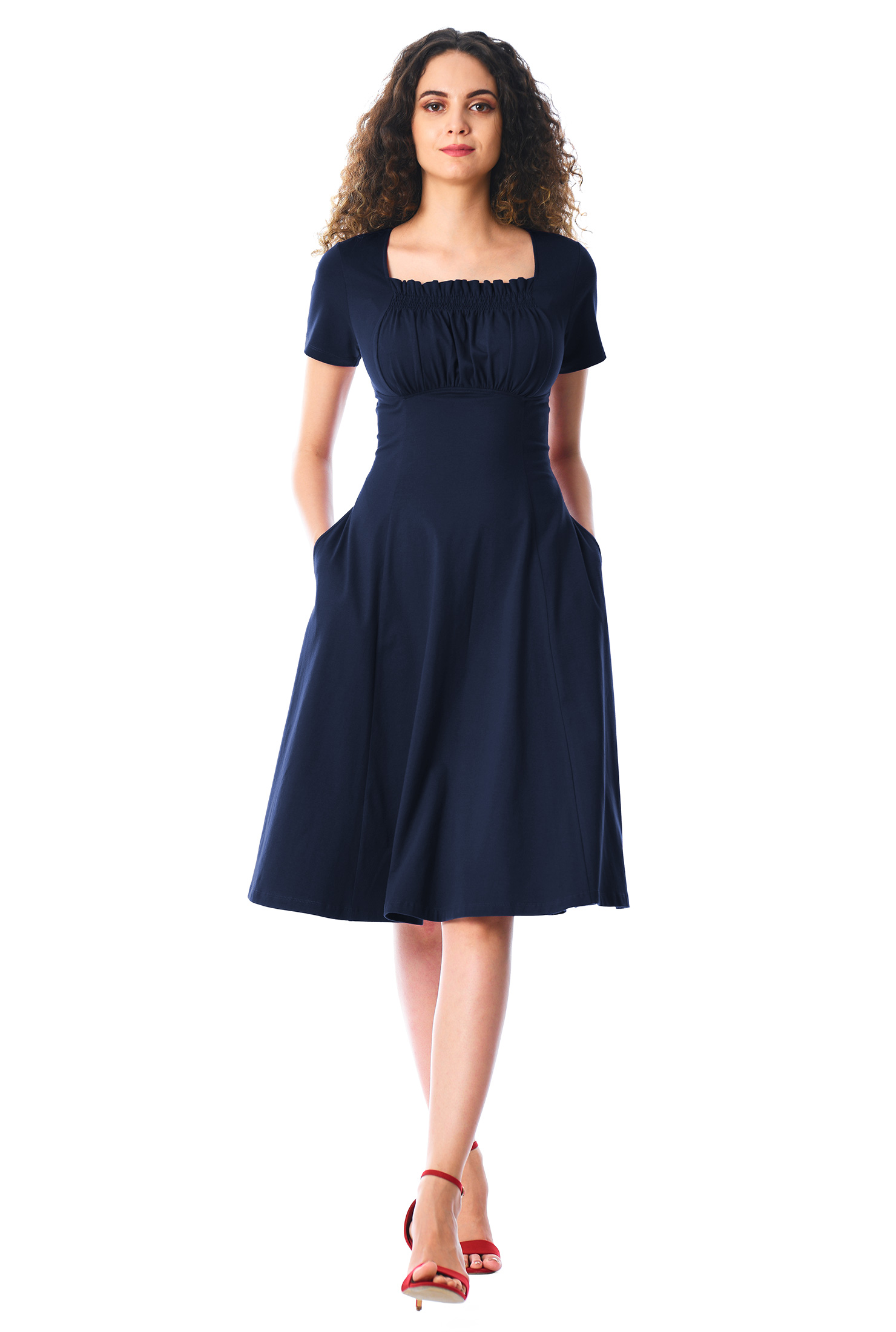 Shop Ruched bodice cotton knit dress eShakti