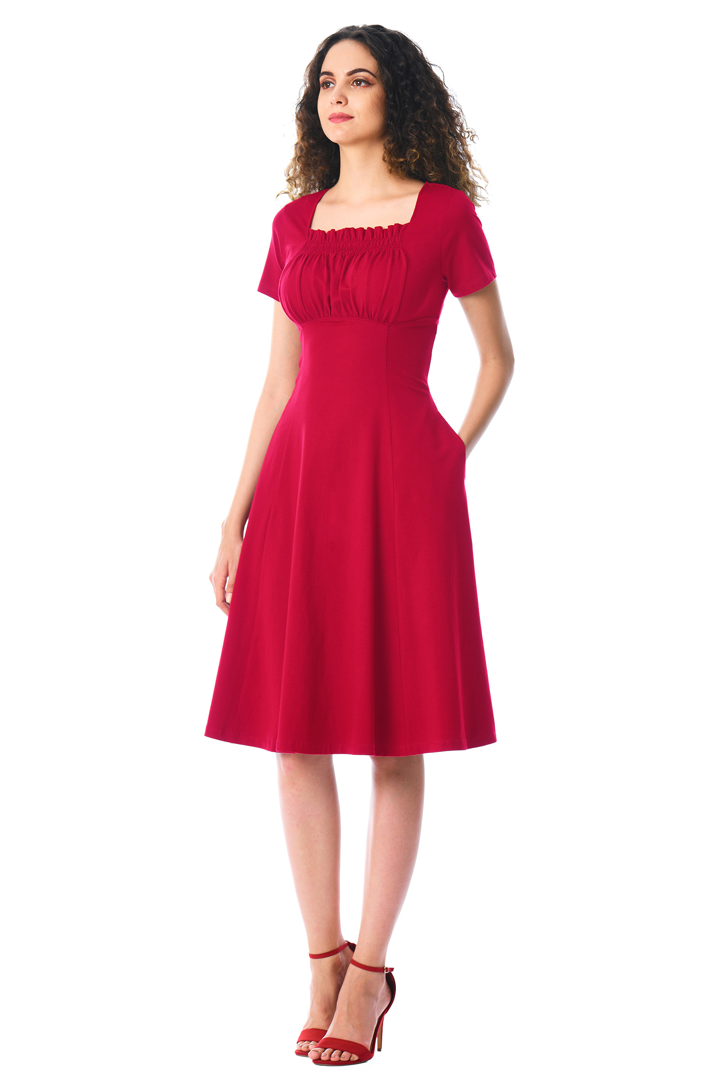 Shop Ruched bodice cotton knit dress eShakti