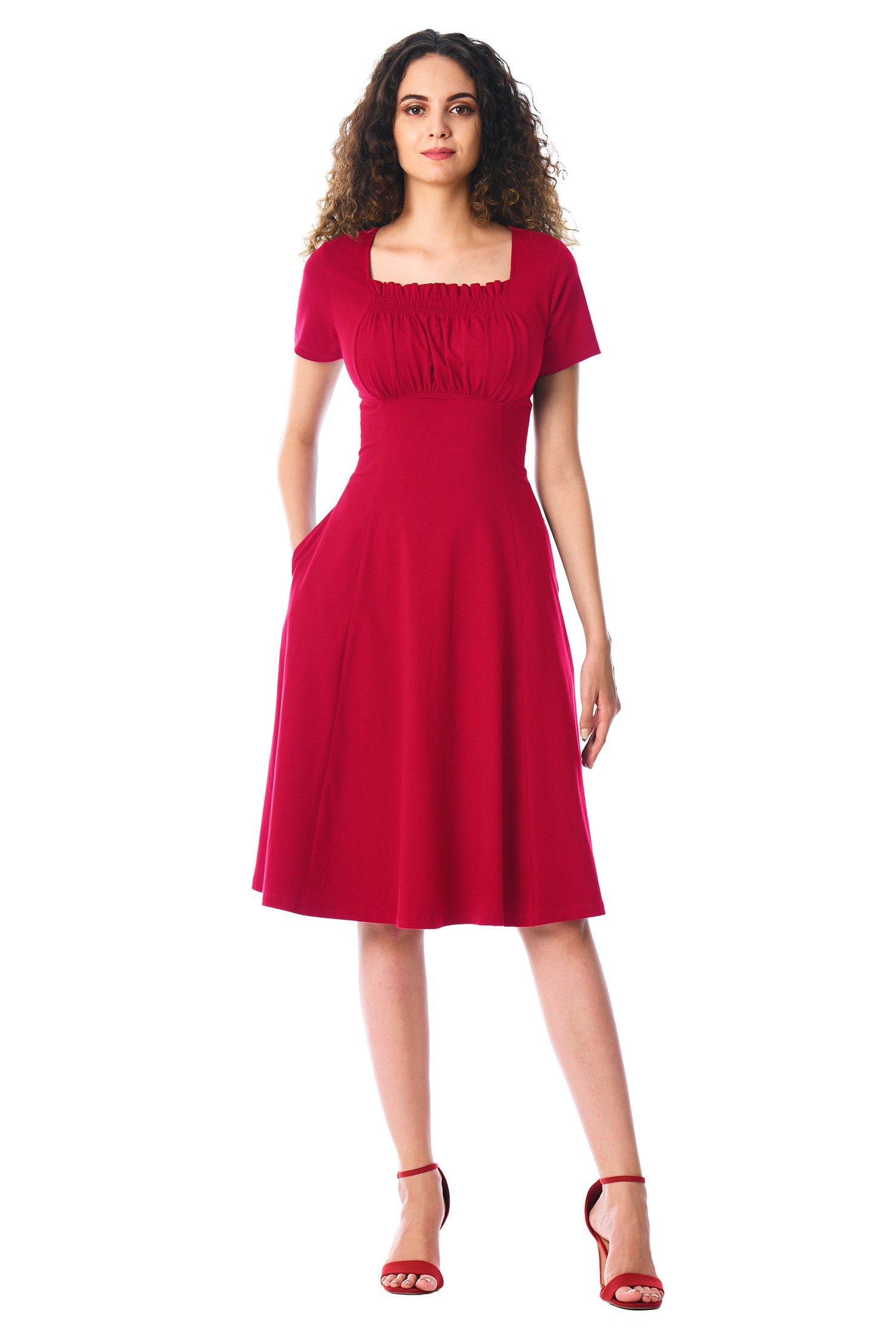 Shop Ruched bodice cotton knit dress eShakti