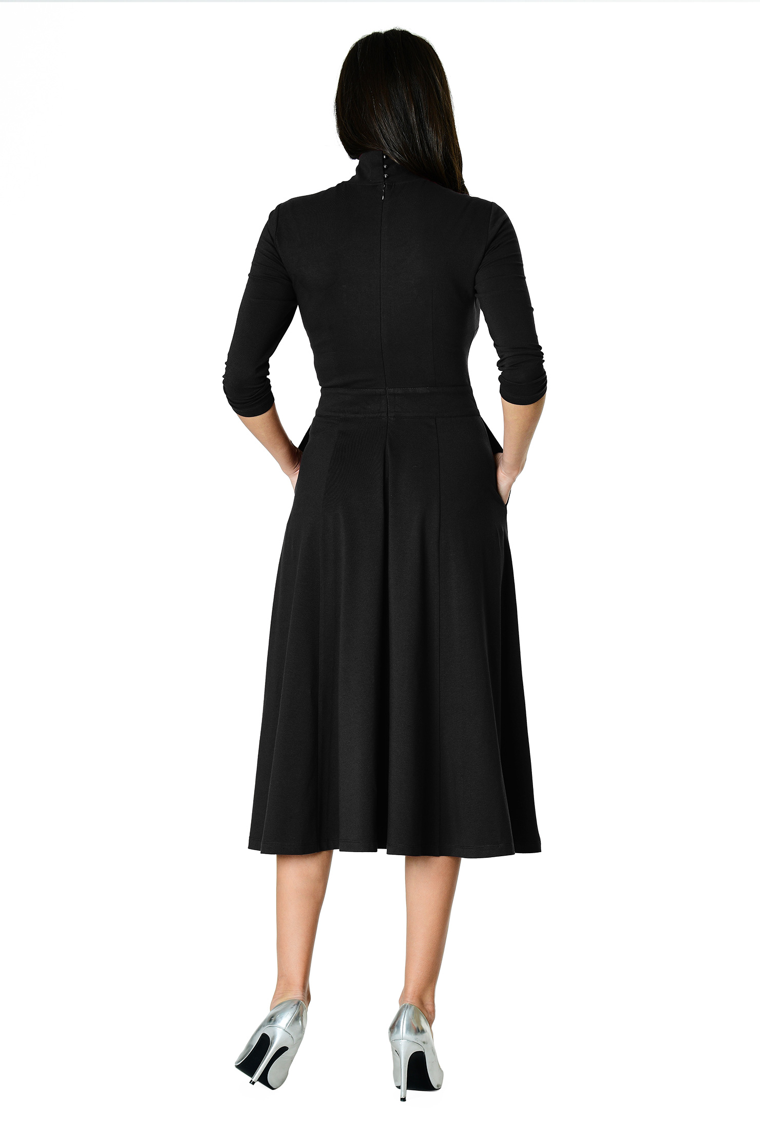 Shop Cutout front cotton knit dress eShakti