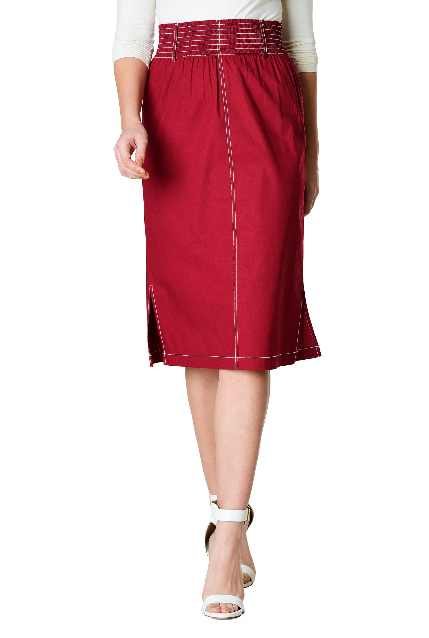 Shop Cotton poplin wide belt pencil skirt | eShakti