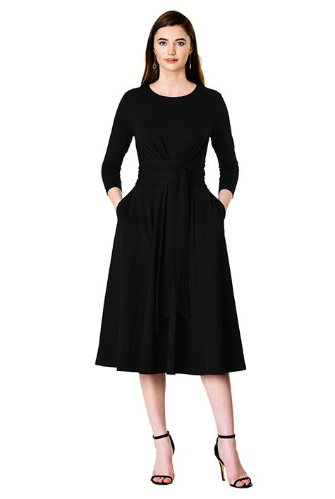 Shop Obi belt cotton jersey knit dress | eShakti