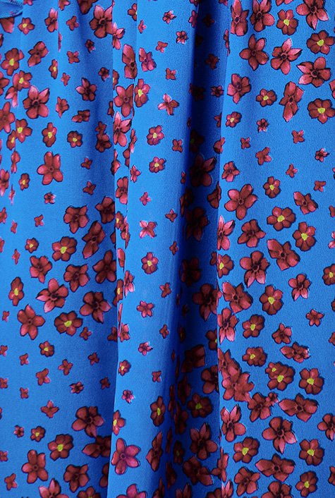 Shop Ruffle floral print georgette belted dress | eShakti