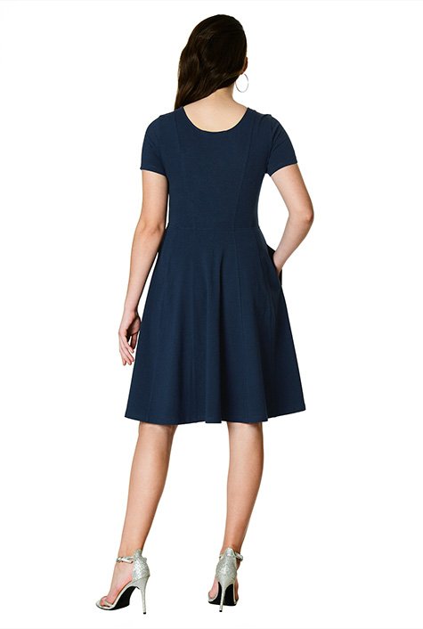 Shop Cotton knit fit and flare dress | eShakti