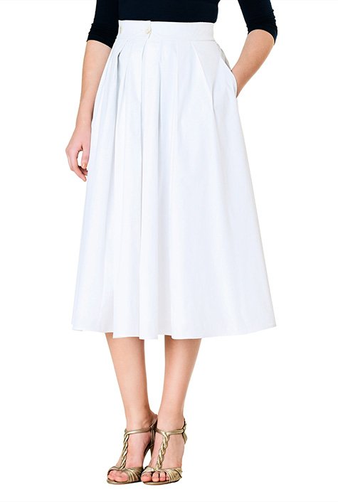 Shop Pleated poplin midi skirt | eShakti