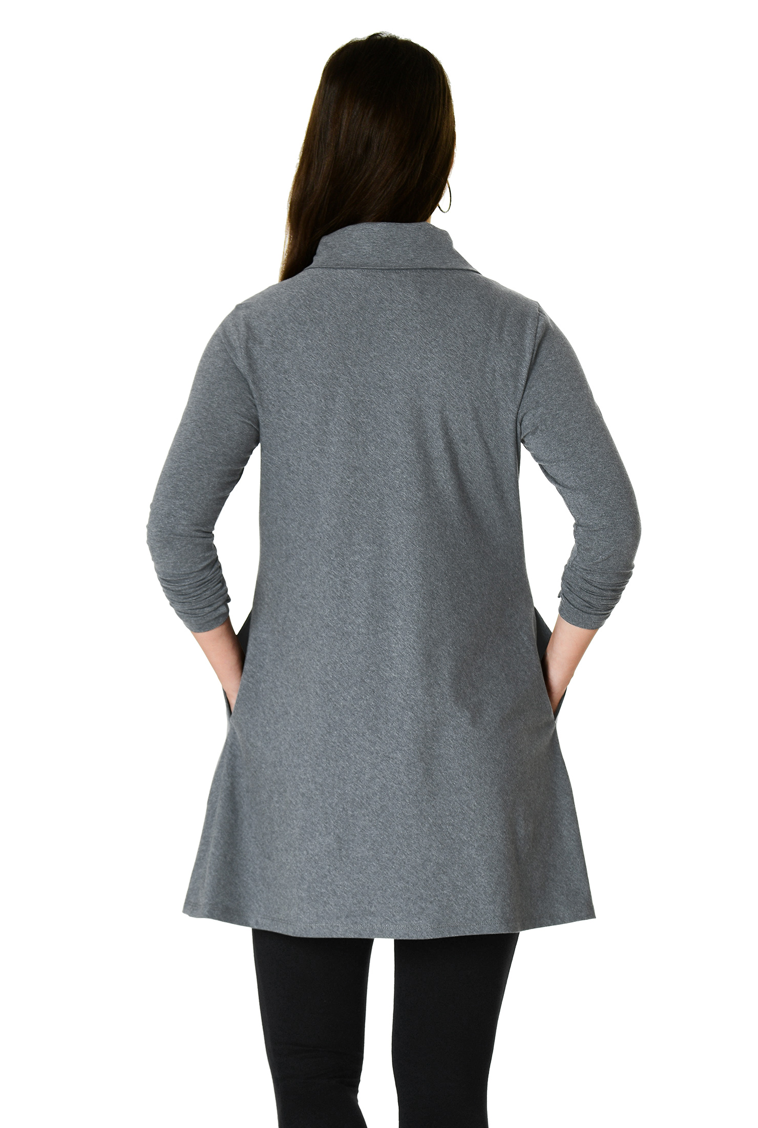 shawl collar tunic sweater