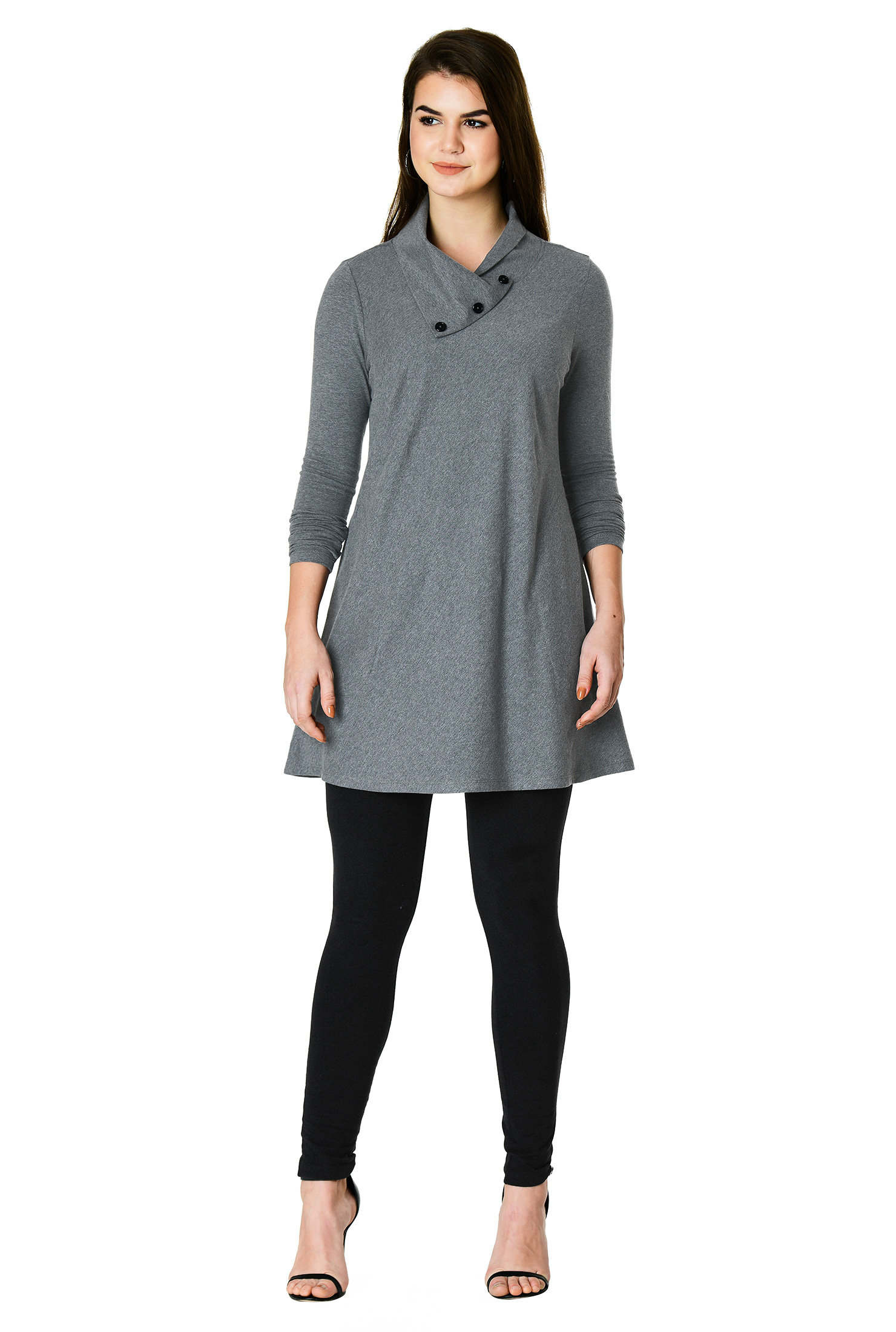 shawl collar tunic sweater