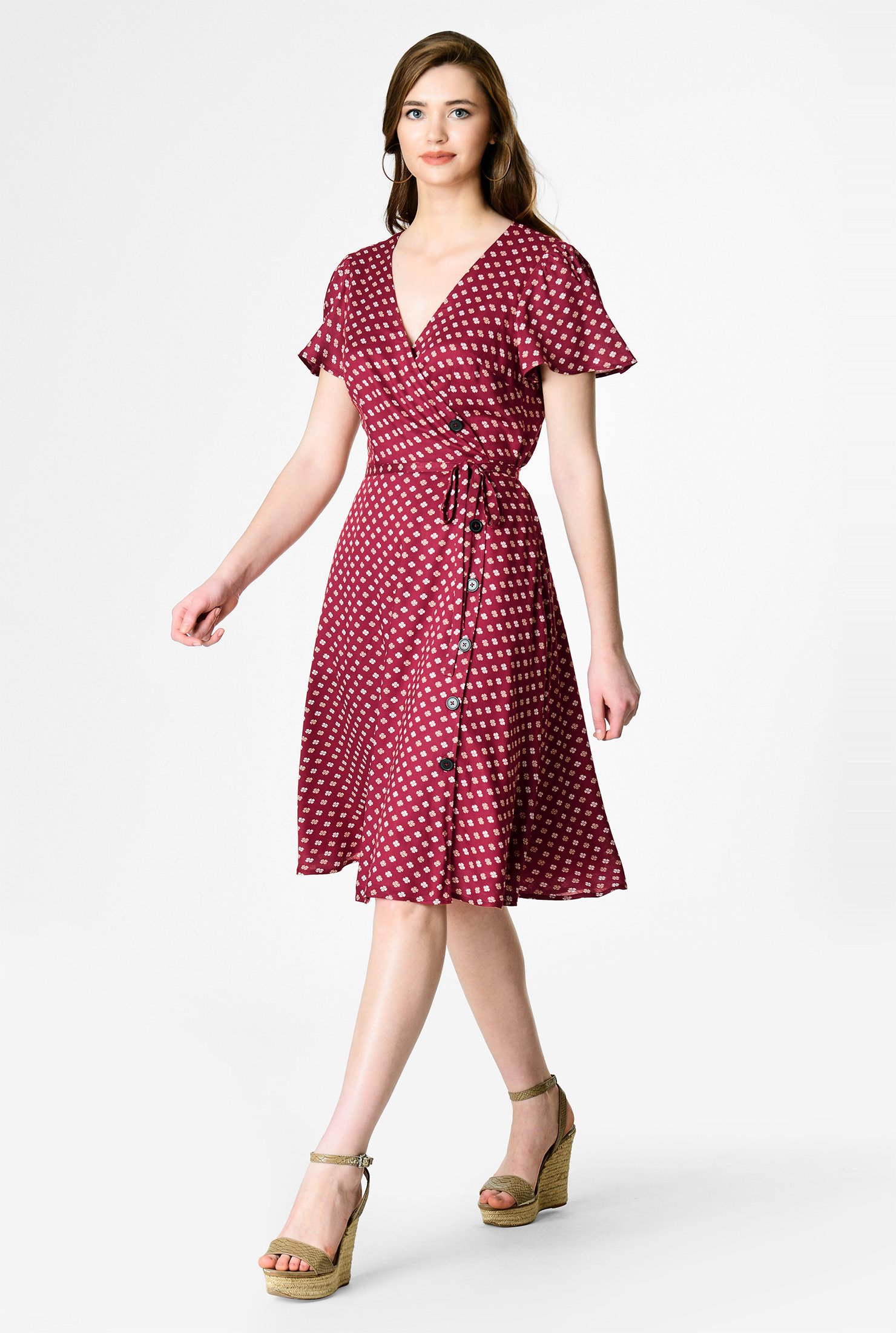 side button wrap dress