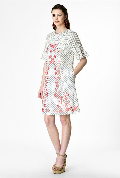Floral Print Lace Trim V-neck Maxi Dress – Micas