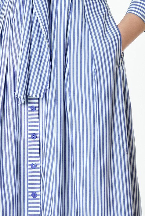 Shop Woven stripe tie-front shirtdress | eShakti
