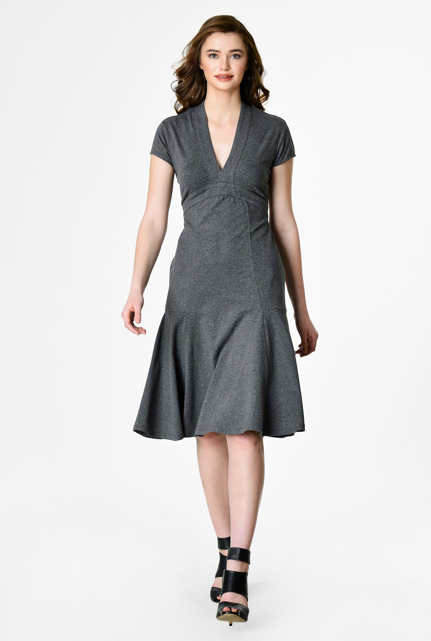 Shop Curved empire  waist  cotton knit dress eShakti