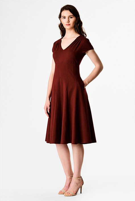 Cotton knit fit-and-flare dress