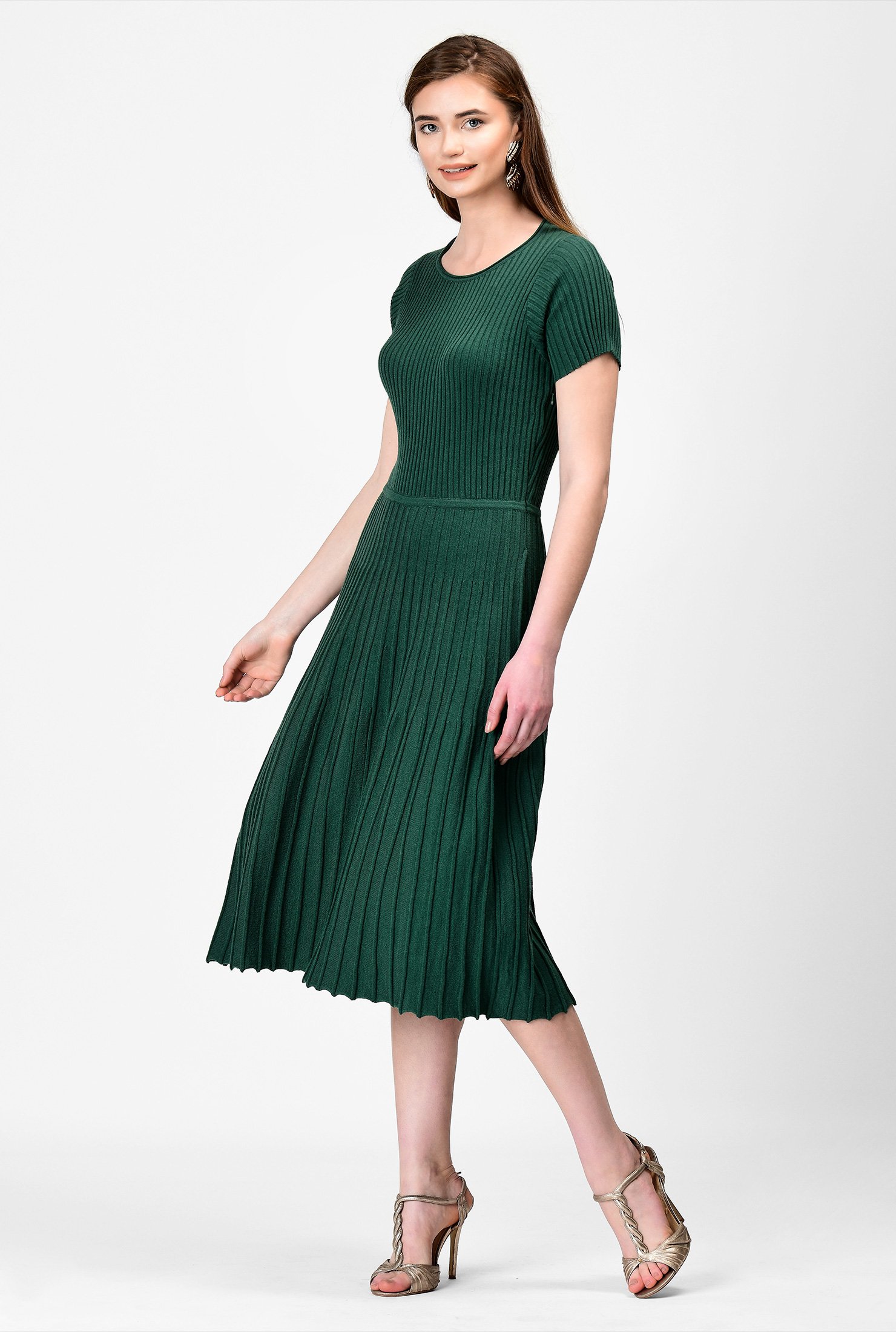 Shop Accordian fit-and-flare knit dress | eShakti