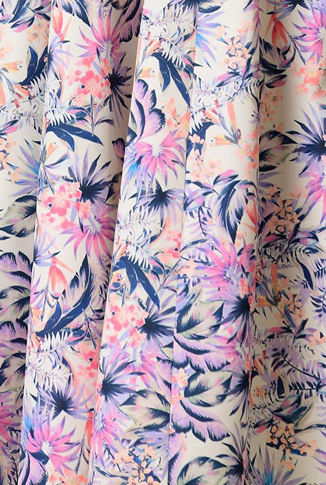 Shop Floral print crepe pouf sleeve shirtdress | eShakti